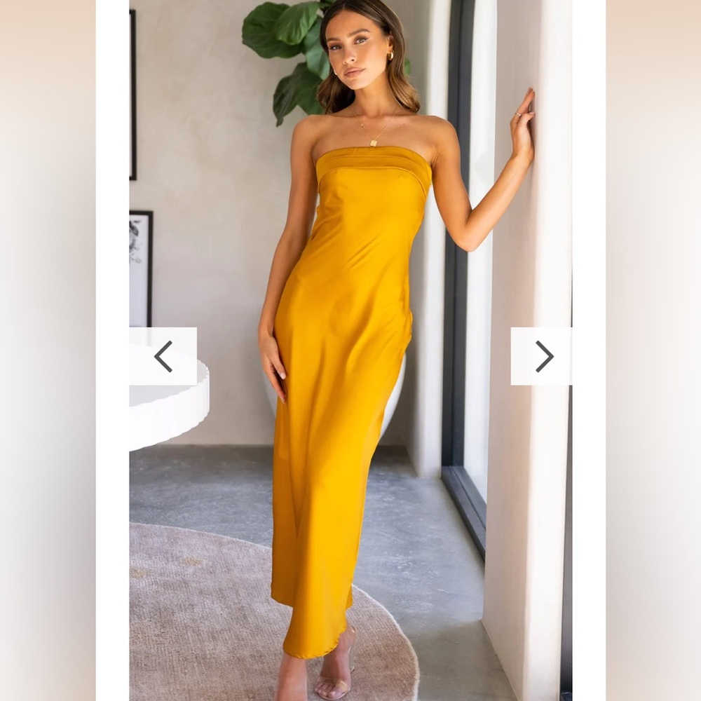 NWT Gold Satin Maxi Dress